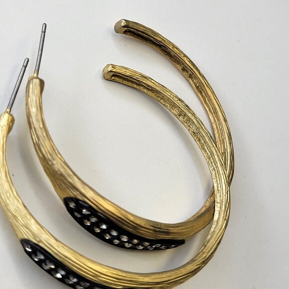 Gold Hoop Earrings With Crystals - Picture 7 of 10